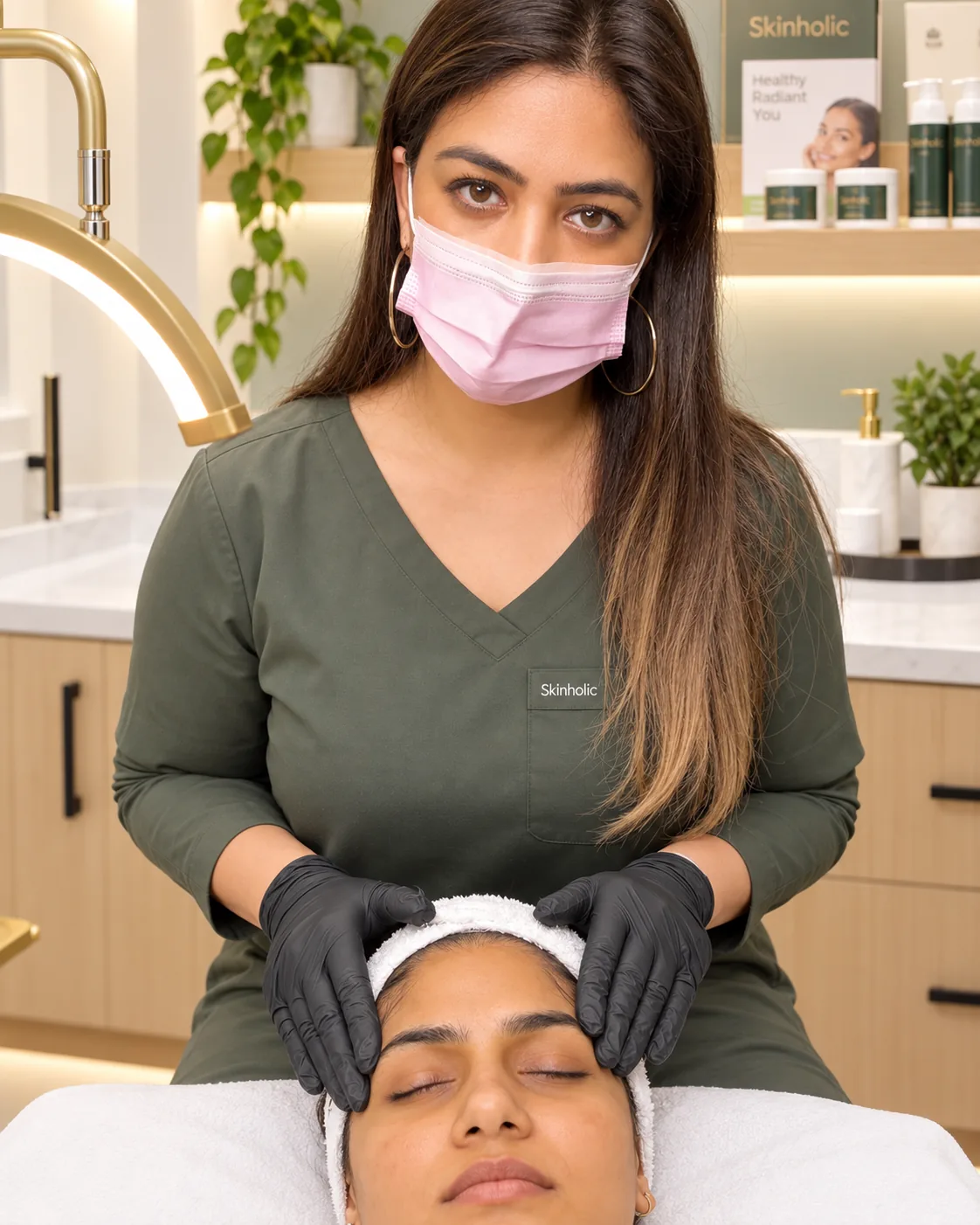 Dermaplaning at Skinholic Aesthetics & Laser, in the treatment room