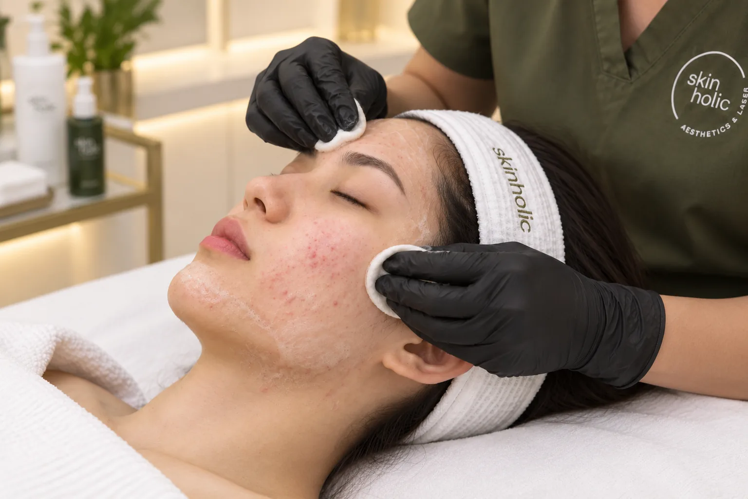 Acne Facials at Skinholic Aesthetics & Laser, in the treatment room