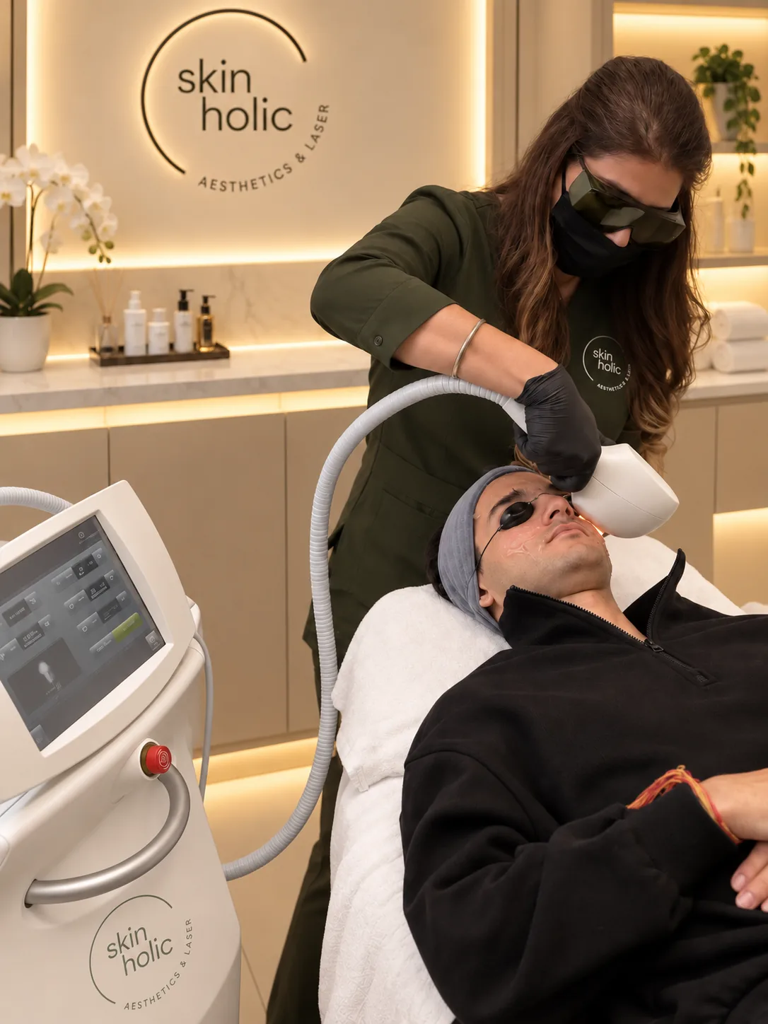 Q-Switch 1064 Laser Rejuvenation at Skinholic Aesthetics & Laser, in the treatment room