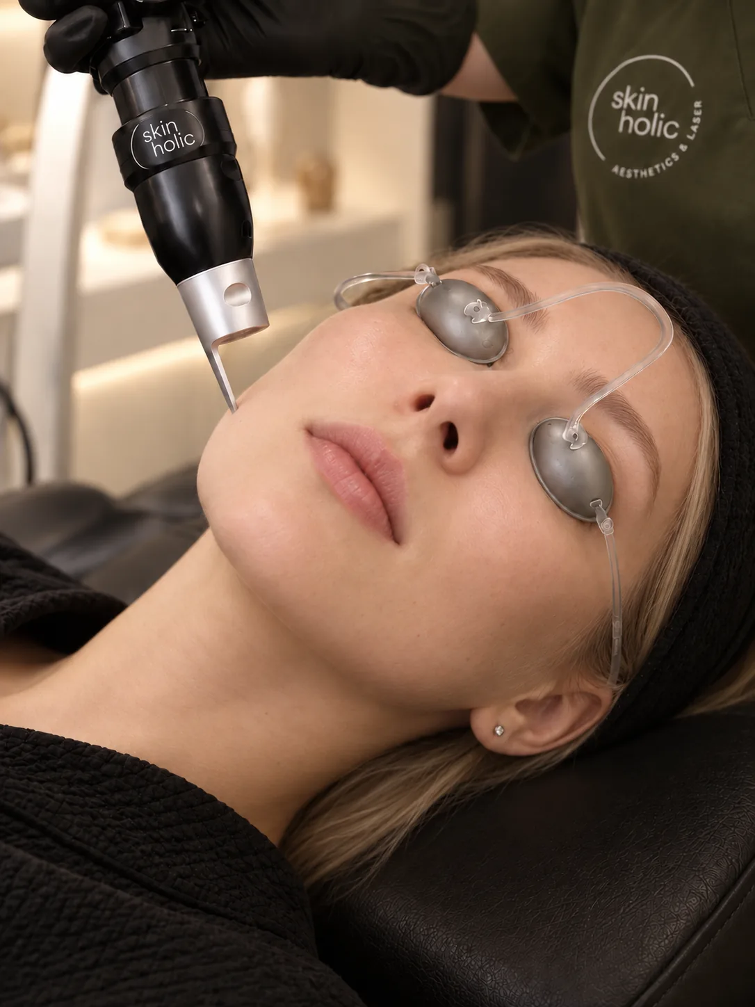 Q-Switch 1064 Laser Rejuvenation at Skinholic Aesthetics & Laser, in the treatment room