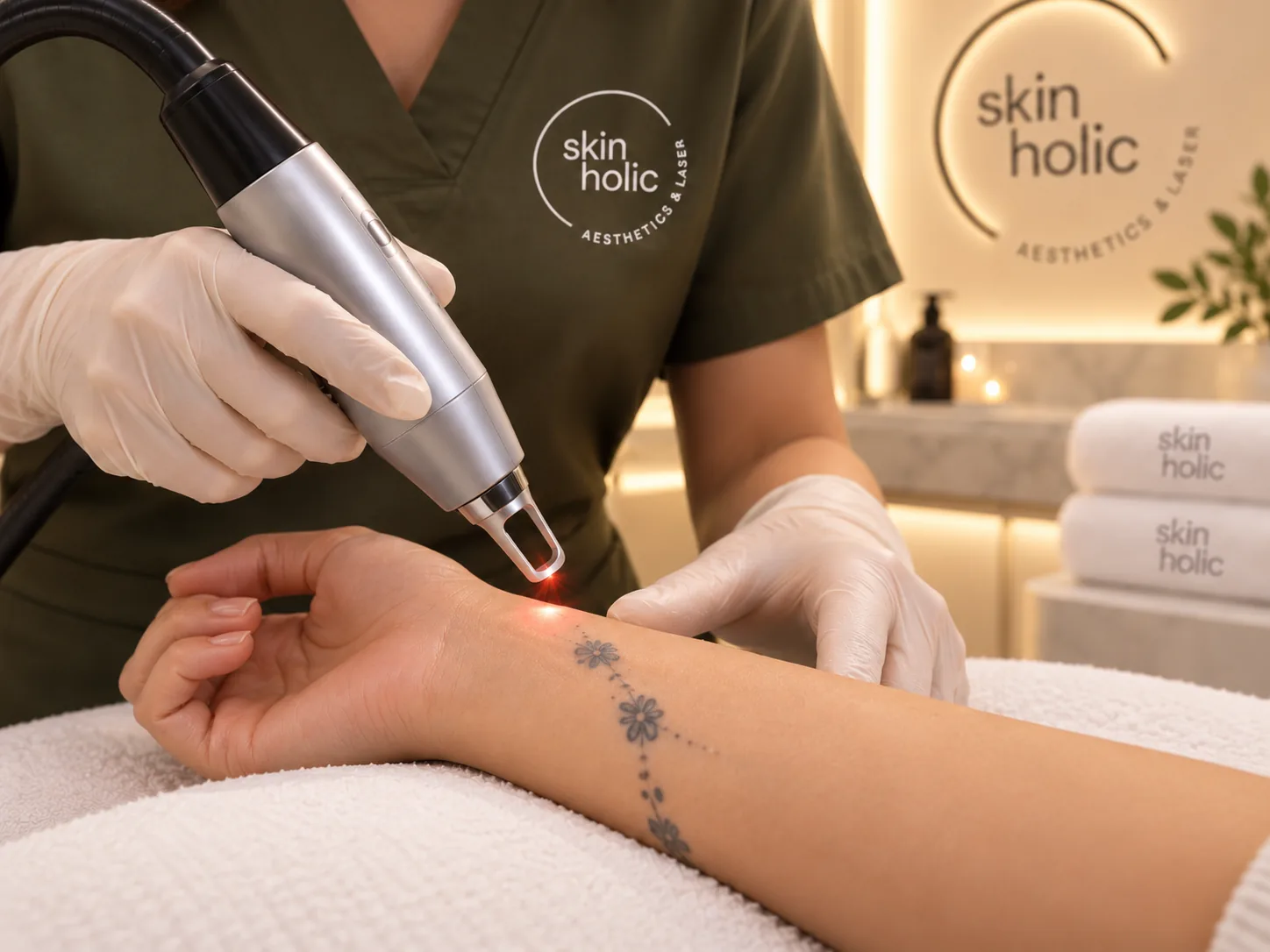 Tattoo Removals at Skinholic Aesthetics & Laser, in the treatment room