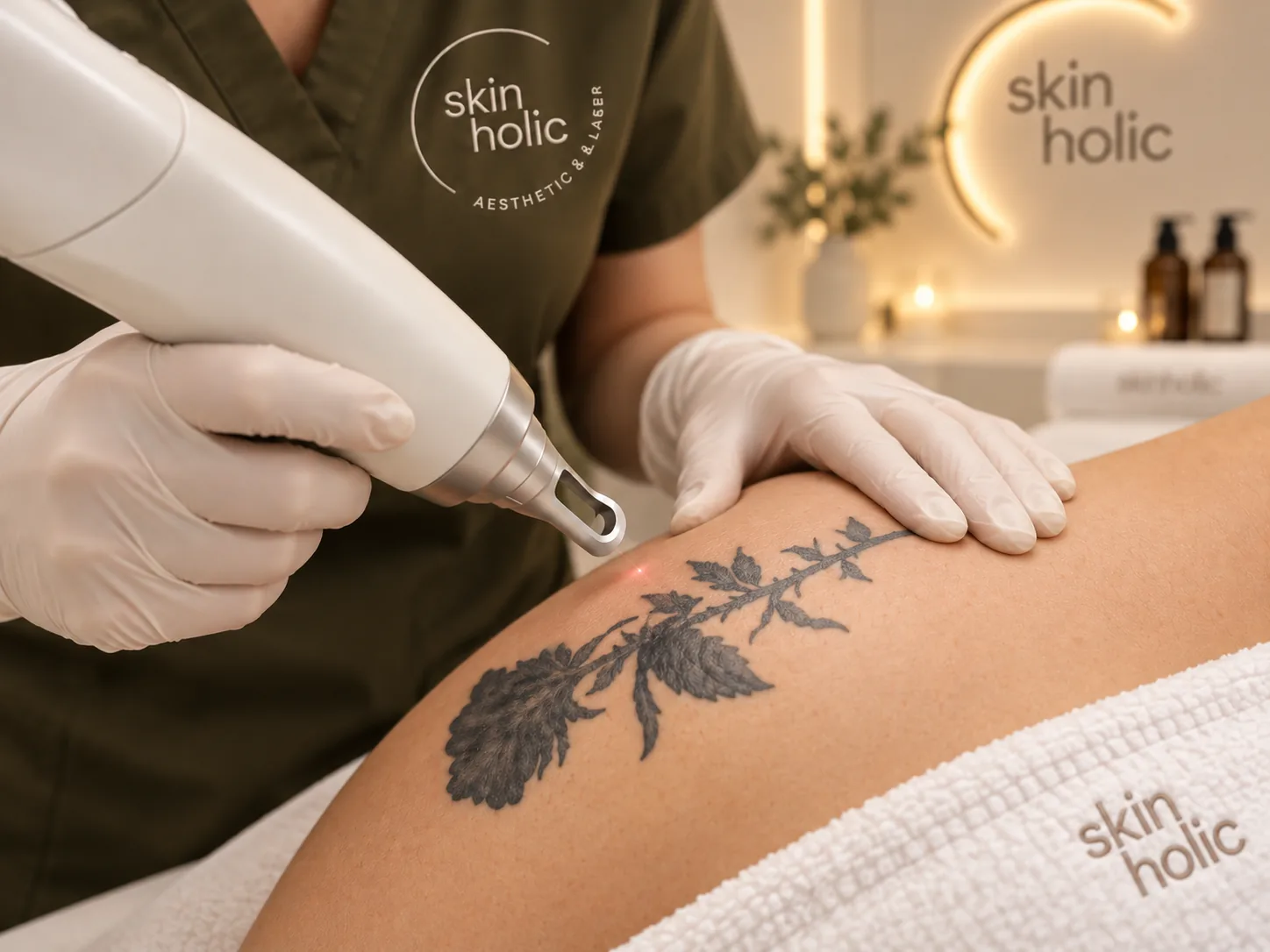 Tattoo Removals at Skinholic Aesthetics & Laser, in the treatment room